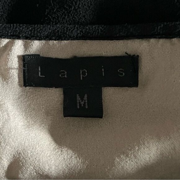 Lapis Y2K Black Fitted Dress Size M Beaded Sequin Floral Bust Hem Midi Cocktail - Picture 10 of 10